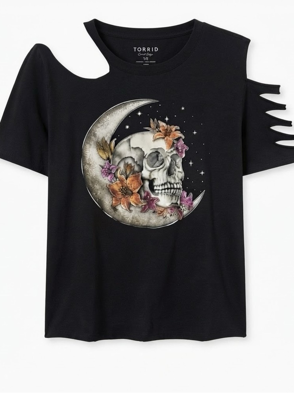 Black Skull & Crescent Moon Graphic Cutout